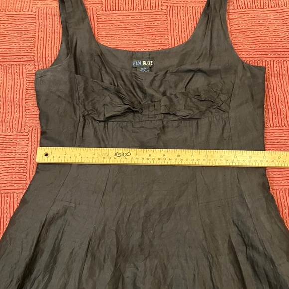 Black Silk size 6 “Eva Blue” brand Elegant Black Midi Dress - Picture 5 of 14